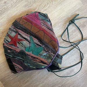 Sharif Saks fifth avenue snakeskin patchwork multicolored bucket bag